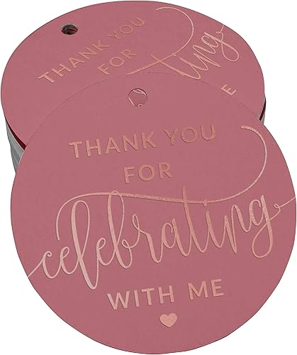 Paquete de 50 etiquetas colgantes con texto en inglés "Thank You for Celebrating with Me" (Gracias por celebrar conmigo)