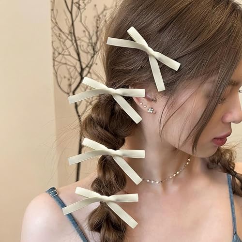 Miniatura 5 de Pinzas para el cabello, 8 cintas para el pelo para mujeres y niñas, rosa, beige, negro, azul (conjunto 1, satén, lazo, abrazadera)