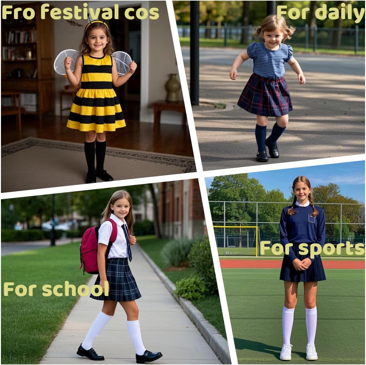 YMYDYFC Girls Knee High Socks 3Packs Kids Toddler School Uniform Dress Sock