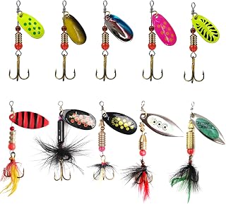 10/15/16/20PCS Rooster Tail Fishing Lures – High-Efficiency Trout Lures with Brass Spinner, Spinner Baits in Multiple Colors and Sizes
