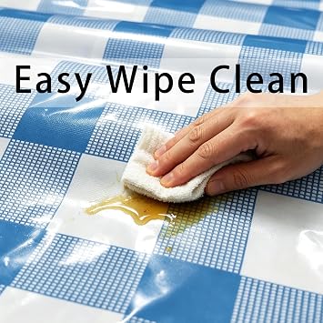 4 Pack Disposable Plastic Tablecloths, 54 x 108 Inch Waterproof Sea BlueWhite Gingham Check Table Covers, Rectangle Spillproof Table Cloths for Picnic, Birthday Party, Back to School Supplies