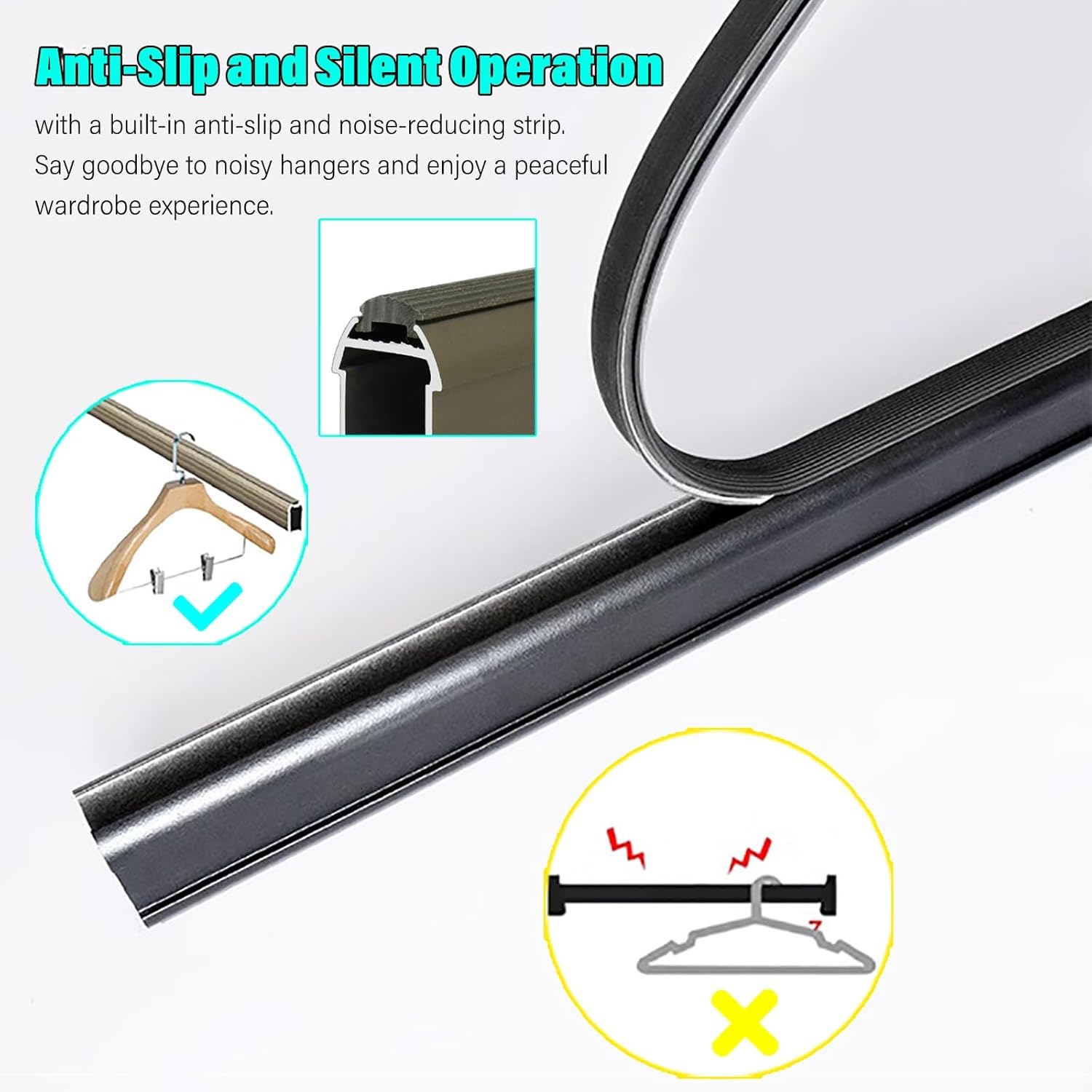 Wardrobe Closet Rod, Waterproof Shower Rods Metal Wardrobe Rail/Poles with Socket Set for Laundry Room Indoor Wall Cupboard, Hanging Bracket Holders System Load 220lbs(Brown,40inch/101.6cm)