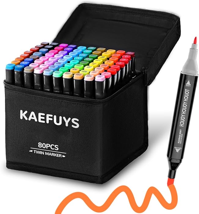 KAEFUYS marker Feutres Alcool Professionnels 80 Couleurs – Twinmarkers Double Pointe pour Coloriage Adulte, Art, Croquis et Écriture, avec Base et Sac de Rangement : Amazon.fr: Cuisine et Maison
