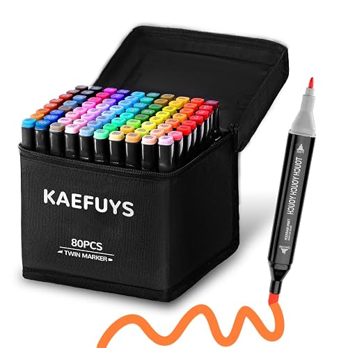 80 Farben Marker Stifte Set, Doppelseitige Alkohol Stifte Set, Schnelltrocknend Alcohol Marker für Künstler, Schüler & Erwachsene zum Zeichnen, Skizzieren, Manga & Bullet Journal