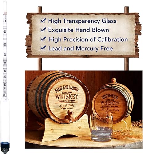 Miniatura 5 de Circrane Hidrómetro de alcohol a prueba 0-200 y Tralle con kit de tarro de prueba de vidrio, probador preciso y cilindro de vidrio para licor, juego