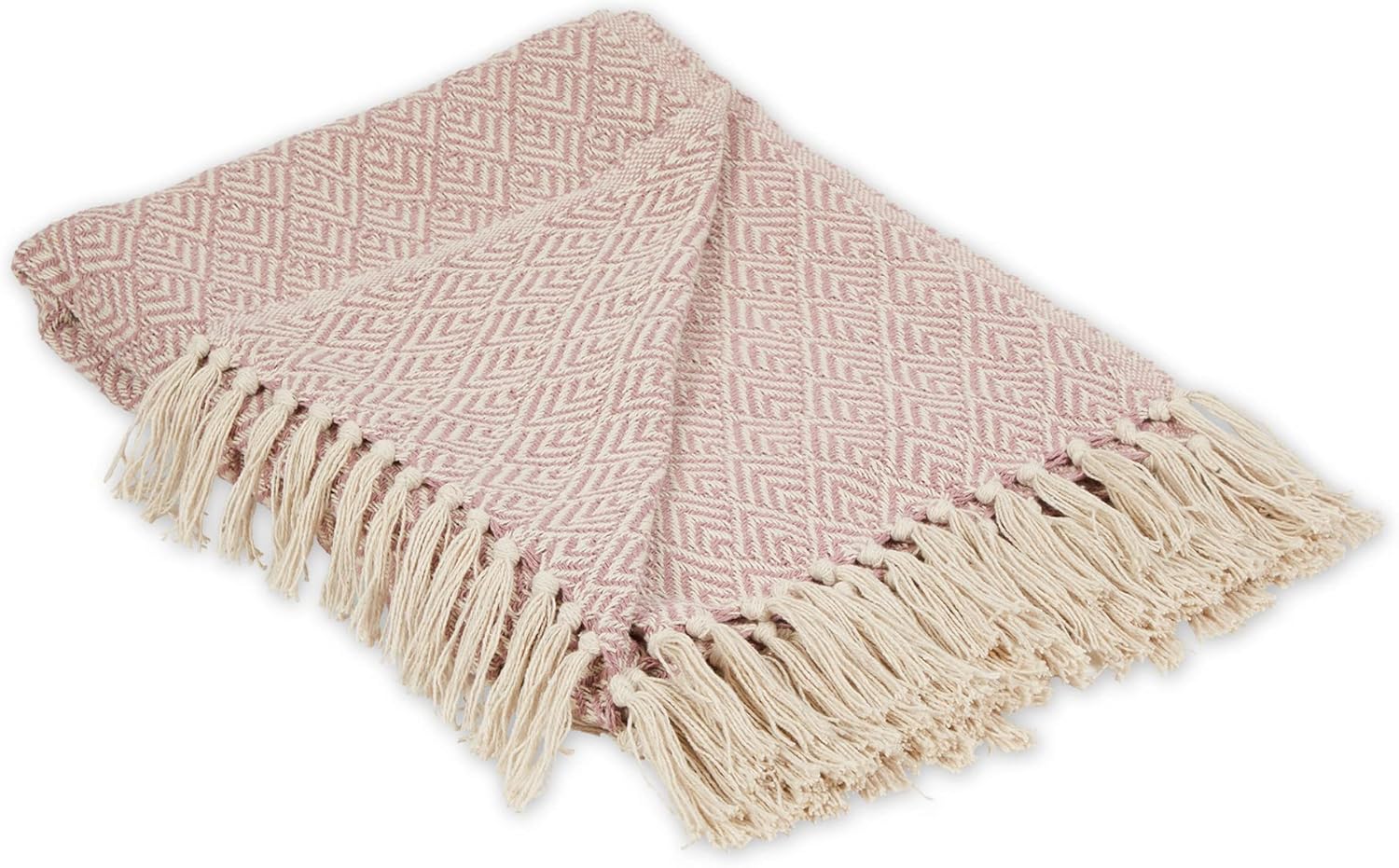 DII Diamond Throw Collection Cotton Woven, 50x60, Pale Mauve