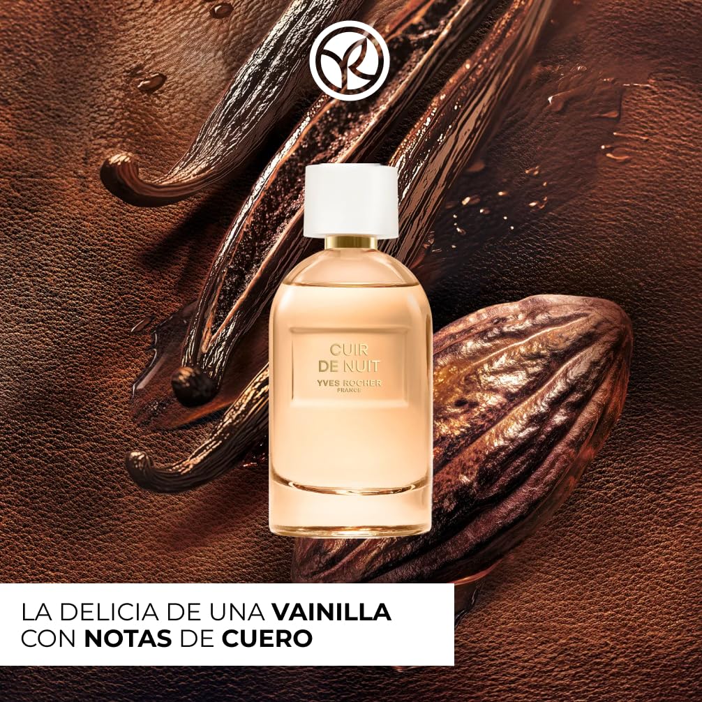 Yves Rocher Eau de Parfum para Mujeres Cuir de Nuit PLEINES NATURES 100 ml | Perfumes para Mujer Vainilla Ámbar Intenso – Notas de Vainilla, Cacao y Café – Aromas Cálidos y Gourmand – Idea de Regalo
