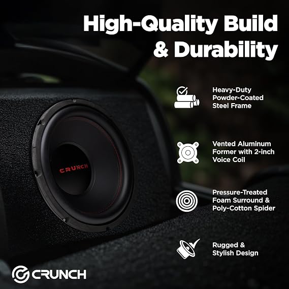Crunch CRW12D4 CRW 12 Inch Subwoofer 800 Watt MAX 400 Watt RMS Car Audio Speaker with 4 Ohm DVC Dual Voice Coil