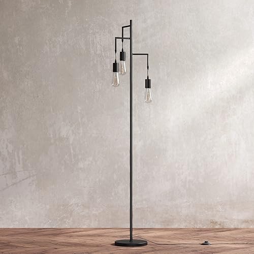 Miniatura 6 de SUNMORY Lámpara de pie industrial de granja para sala de estar lámpara de pie de árbol de pie con 3 bombillas LED Edison lámparas de pie rústicas