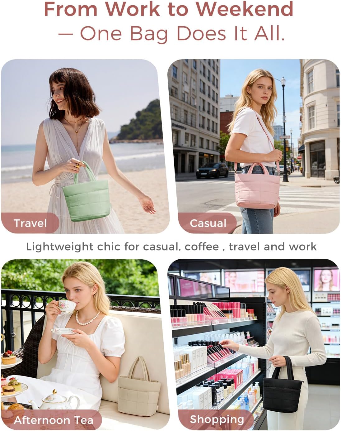 ECOHUB Crossbody Bags for Women Small Puffer Tote Mini Shoulder Handbags RFID Anti Theft CrossBody Purse Travel Casual Wallet