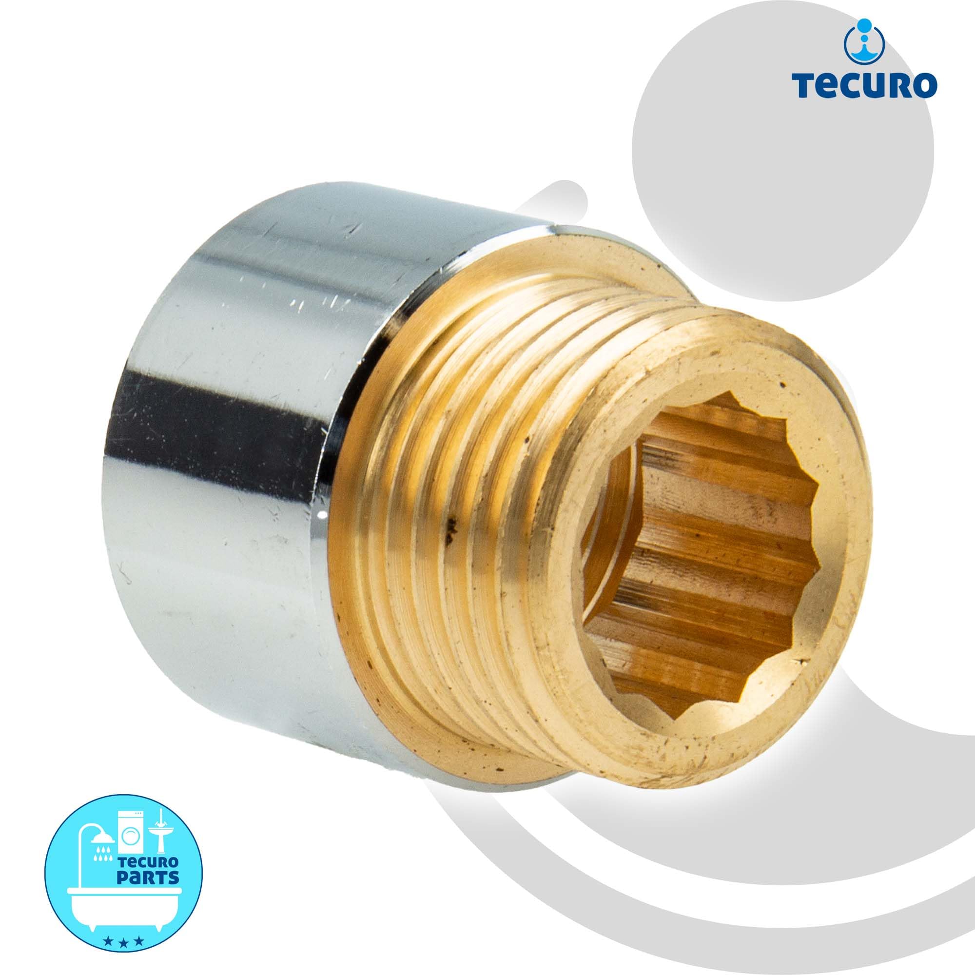 tecuro Tap Extension 1/2 Inch x 20 mm - According to Drinking Water Regulation 50930-6, DIN 3523, Brass CW 617 N Shiny Chrome-Plated - Image 3