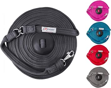 Premium Horse Training Super Soft Grip Swivel Lunge Line with Rubber Stopper and Replaceable Snap
