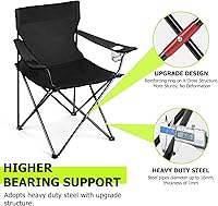 Vista 3 de Joyfair Silla de camping portátil, sillas plegables para césped al aire libre para adultos, sillas plegables grandes resistentes para playa, pesca
