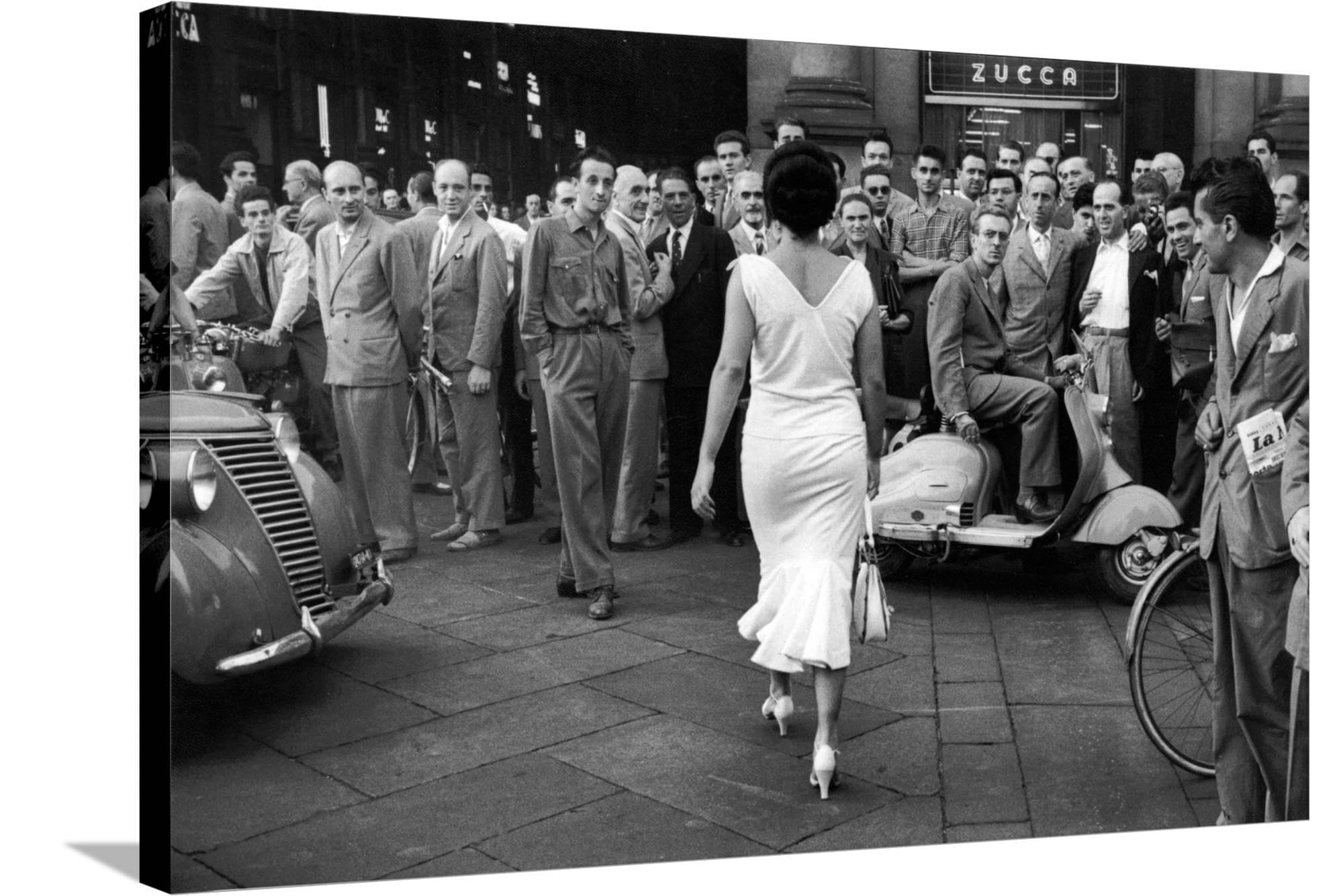 Art.com Canvas Wall Art Prints The Italians Turn, Milan 1954 by Mario de Biasi, Figurative Decor, 36" x 24"