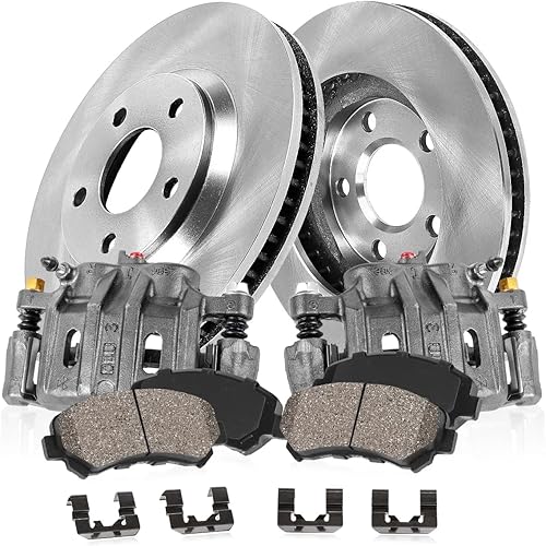 Callahan Front Brake Kit For Vibe XD Toyota Corolla Matrix Replacement Brake Rotors and Ceramic Brake Pads with Calipers