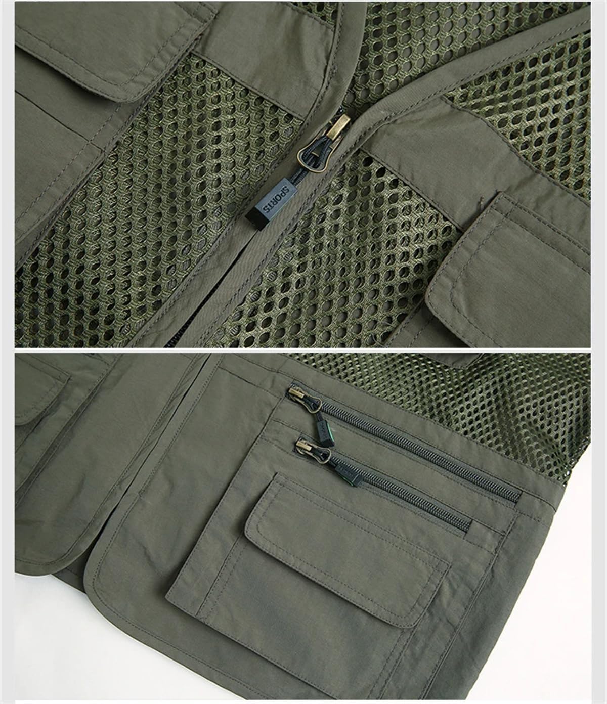 Pulcykp Men's Mesh Hunting Climb Vest Jacket Summer Detachable Back Hiking Fishing Waistcoat