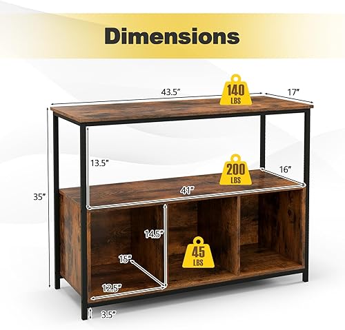 Miniatura 3 de Armario buffet con almacenamiento, aparador con 1 estante abierto y 3 cubículos, buffets y aparadores de madera, mesa de café moderna para cocina,