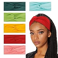 Vista 1 de Huachi Diademas anchas para el cabello de mujer, bandas para la cabeza de moda, turbante, accesorios para el cabello de yoga, paquete de 6