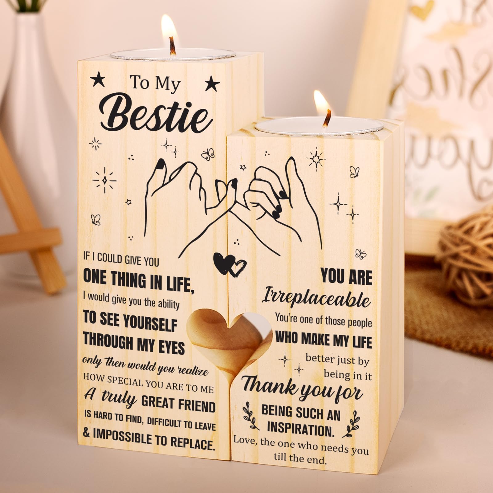 Bestie Christmas Idea Gifts - Exquisite Candlestick, Best Friend Bestie Christmas Warm Gifts for Women, Friendship Presents for Women, Perfect for Best Friend Birthday Thanksgiving.