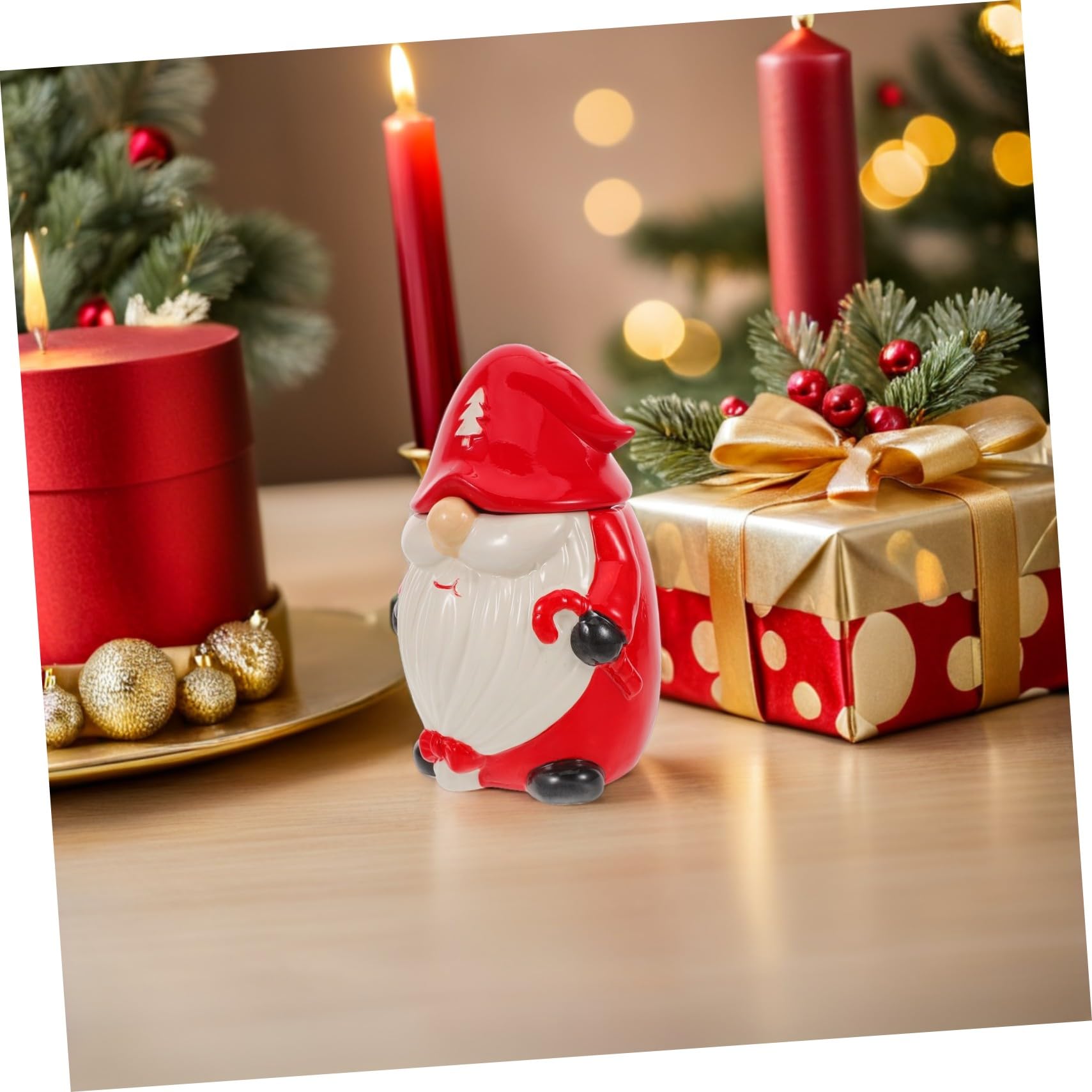 PRETYZOOM Boîte Céramique à Biscuits Forme Sapin de Noël avec Couvercle, Contenant Décoratif pour Snacks et Sucreries