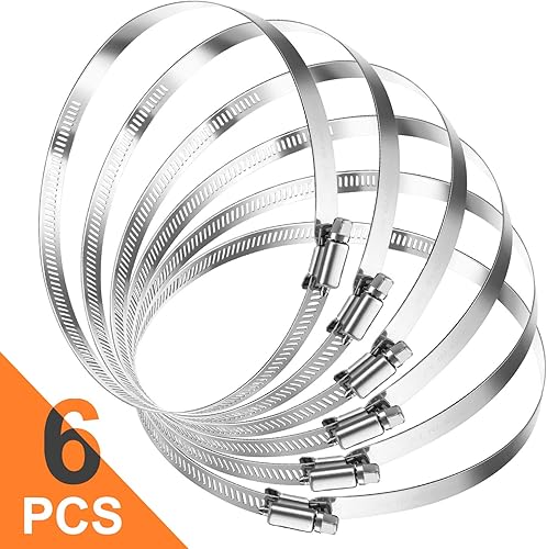 Miniatura 7 de MIAHART Abrazadera de manguera ajustable de 6 pulgadas de acero inoxidable 304, abrazaderas de conducto de tornillo sin fin ajustables de