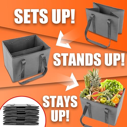 Miniatura 2 de XPCARE Paquete de 4 bolsas reutilizables para comestibles  Bolsas de compras reutilizables resistentes con forma de caja para estar de pie,