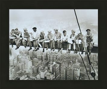 Lunch On A Skyscraper, 1932 by Charles C Ebbets 20x24 Rockefeller Center NY Construction Iron Workers Eating On Steel Beam Framed Photo Print Picture