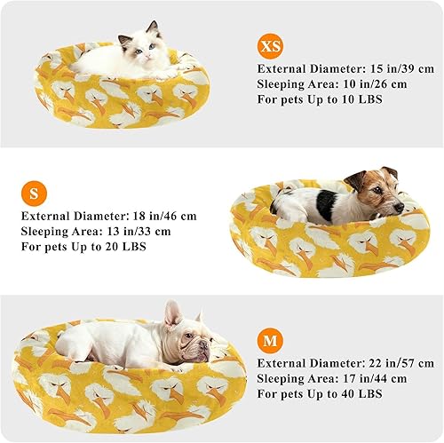 Miniatura 6 de Wudan Pet Cat Beds Calming Anti Anxiety Fluffy Dog Pillow Bed for Extra Small Size Pets Supplies S Cartoon Albatross Yellow