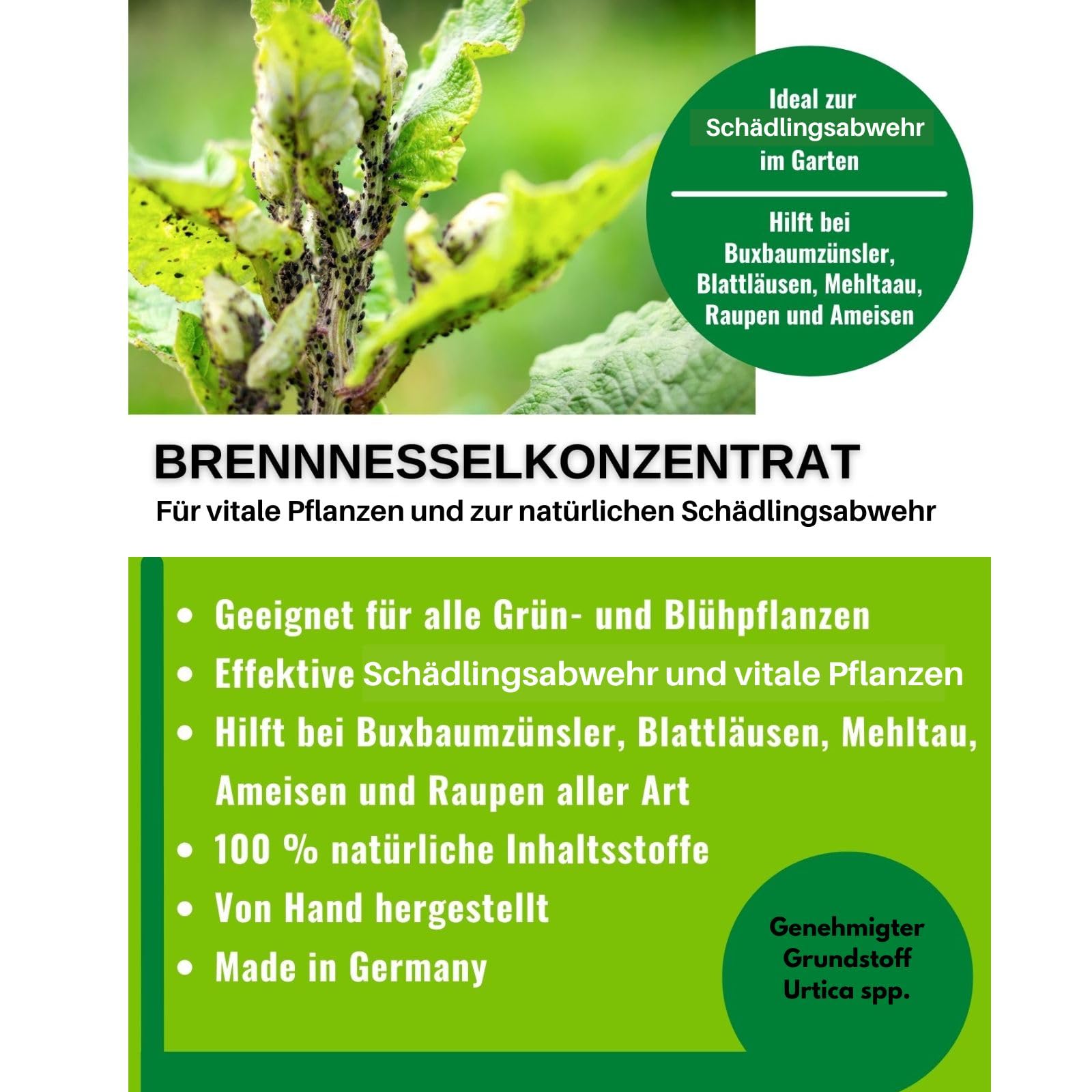 Natürliche Brennnesseljauche, Brennnesselsud 5 Liter, Grundstoff Urtica, handgemacht, für vitale Pflanzen und zur Schädlingsabwehr, 100% natürlich