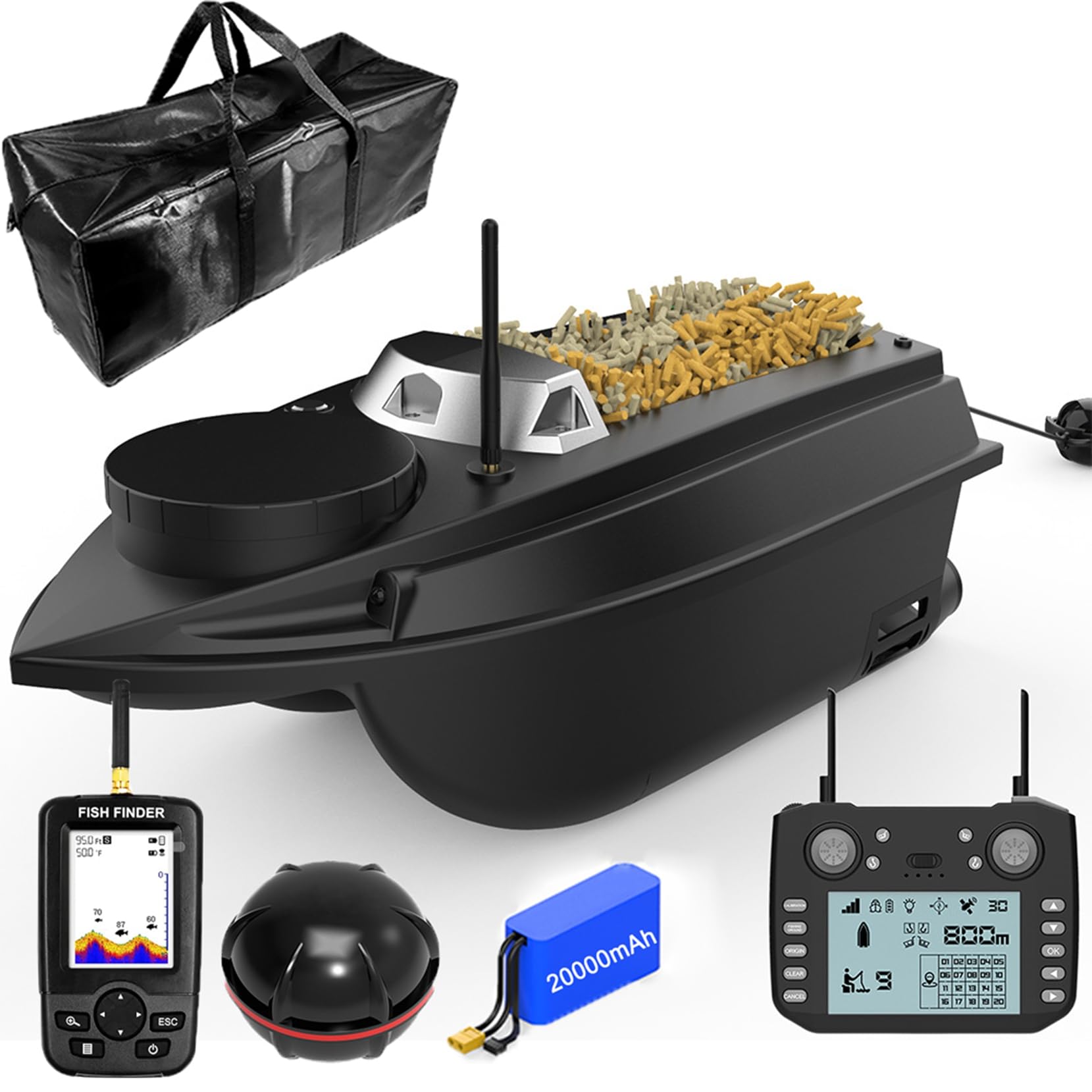 RC Barche GPS Lures 800m Distanza GPS Posizione Auto da Crociera Telecomando con Doppi Motori Senza Fili 20000mAh 3kg (Fish Finder Edition)