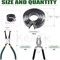 Vista 2 de Keadic Juego de 16 herramientas de compresor de anillo de pistón de motor automotriz que contiene alicates de compresor, alicates de instalación