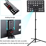 Klvied Folding Sheet Music Stand with Violin Hanger, Portable, Black