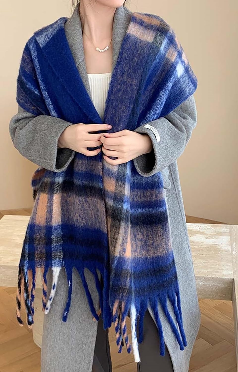 Wander Agio Winter Women Warm Scarf Long Shawl Large Scarves Cold Weather Thicker Blanket Wrap Colour Plaid Stripe