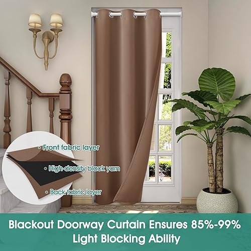 Miniatura 119 de HOMEIDEAS Cortinas de puerta para privacidad de puerta, cortina opaca para puerta de armario para dormitorio, cortinas con aislamiento con lazo