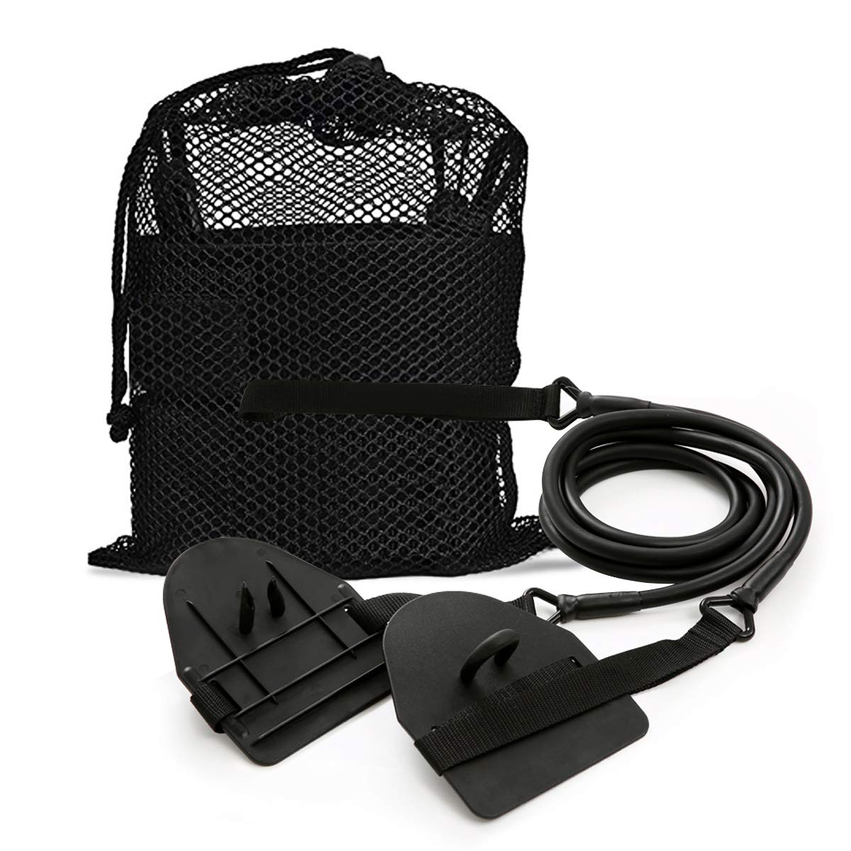 Fascia Di Resistenza Per Nuoto A Secco | 5 Livelli 20-60 Lbs | Con Pagaie E Borsa | Allenamento Braccia E Forza