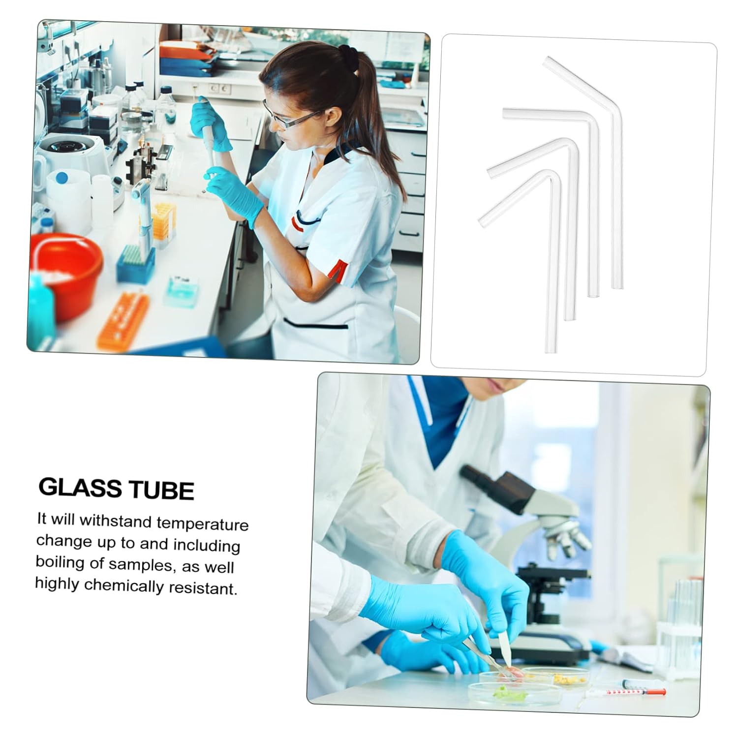 Alipis 40pcs High Borosilicate Glass Elbow Tubes for Laboratory Experiments Transparent Smooth Inner Wall for Chemical and Use