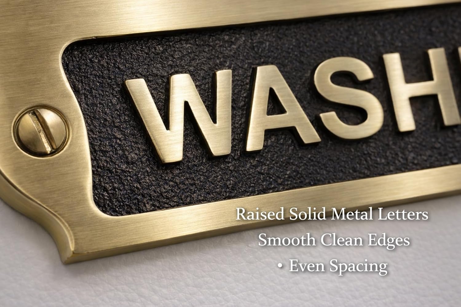 WASHROOM BRASS WITH BLACK Classic Door Sign Plaque 22 x 5 cm – Premium Wall Mounted Restroom Name Plate with Screws, Elegant Professional Bathroom Signage for Office, Shop, Restaurant, Home Decor, Ideal Housewarming ,Home Owners & Businesses – WASHROOM