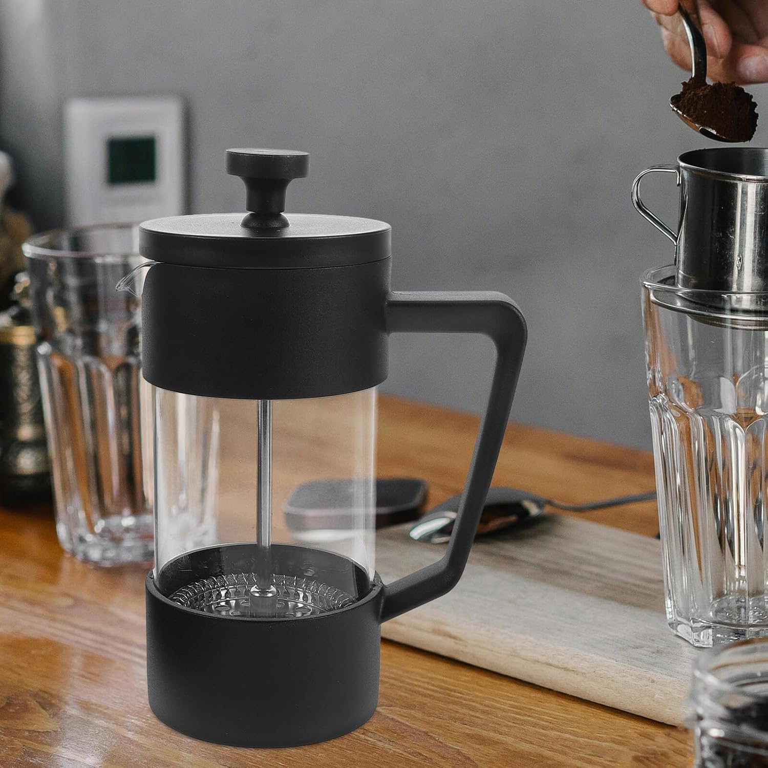 Glass Coffee Maker 350ml Glass and PP for Camping Travel