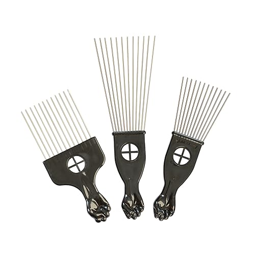 Peines de metal para el cabello, 3 unidades, peine de púas afro, peine de dientes anchos, peine para peluquería, herramienta de peinado