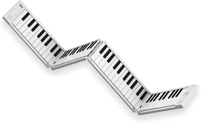 Carry-on 88 Key White Portable Folding Digital Piano by Blackstar USB MIDI Controller with Rechargeable Battery