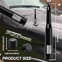 Vista 2 de Antena de camión para automóvil con tapas de válvula de neumáticos, bandera estadounidense, repuesto corto universal para GMC Sierra, Chevy