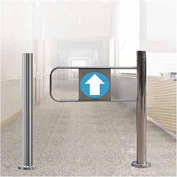 Stainless Steel Manual One-Way Swing Door, Automatic Rebound Swing Gate with Hand Push Design, Heavy Duty Commercial Access Entrance Doors for StoreSilver-R,W 100cm39 3/8"