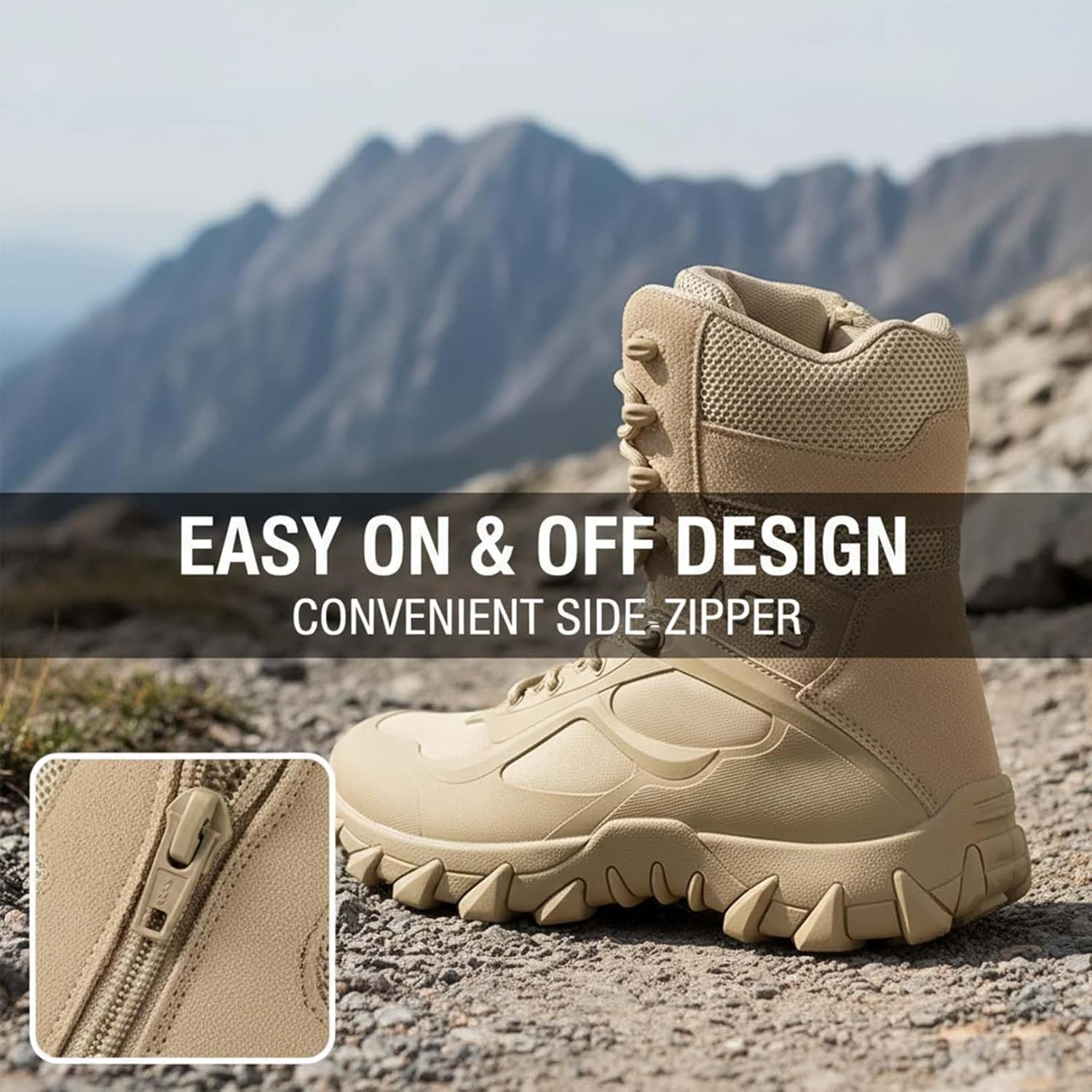 Men's Tactical Boots 8 Inches Lightweight Work Military Boots Side Zipper Jungle boots Combat Desert boots - Image 5