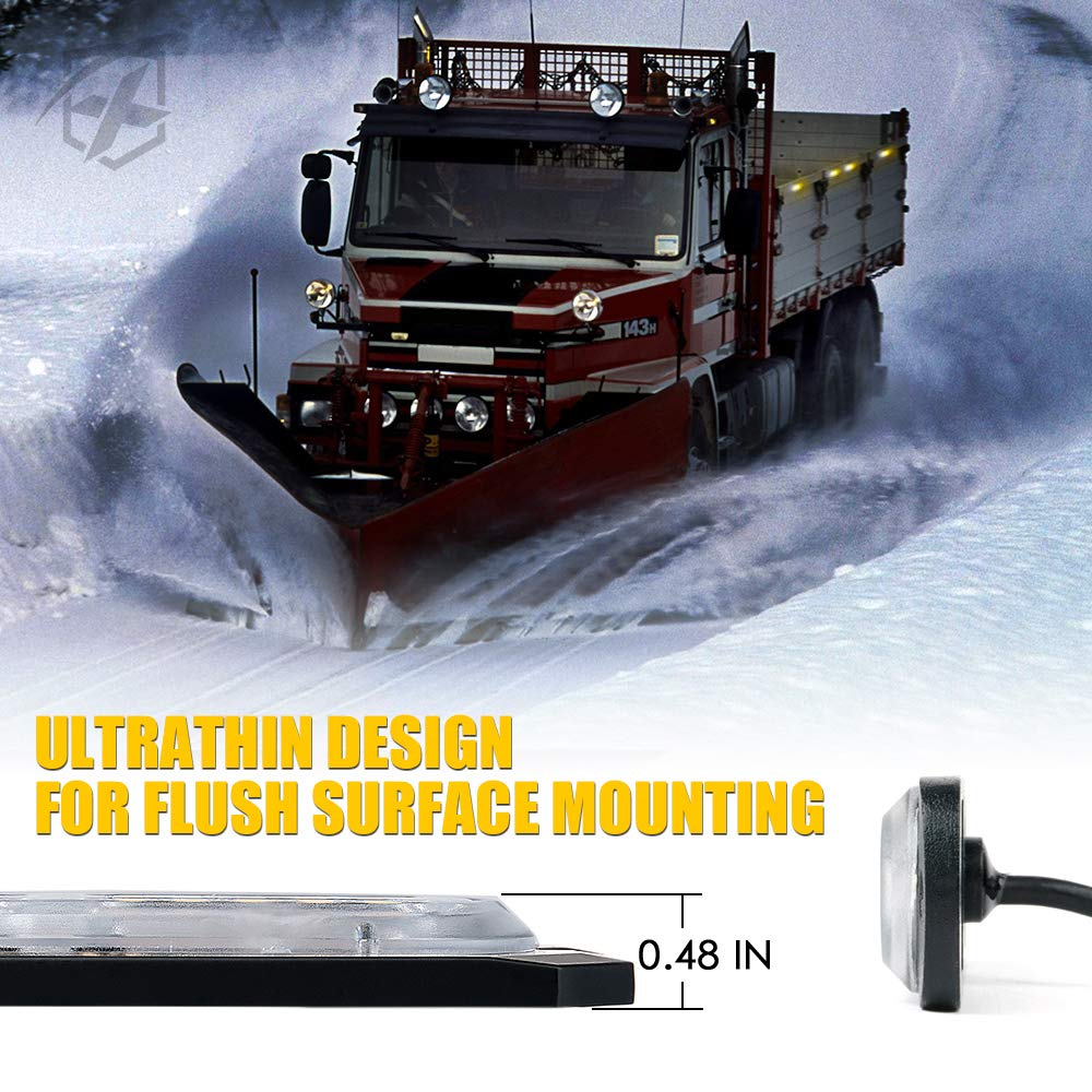 Condition photo showing New/Like New for xprite 24 led amber white surface mount strobe lights kit with control panel, grill grille side marker flashing light assemblies for construction towing snow plow pickup work trucks cars-4pcs