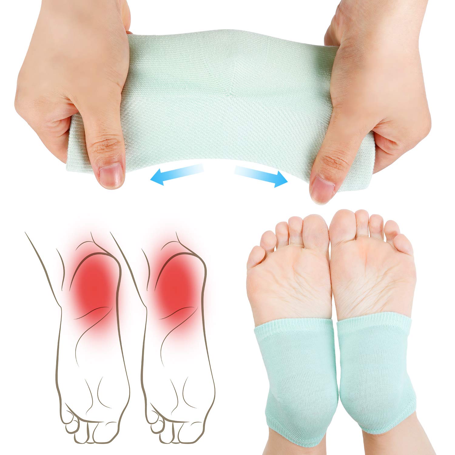 Bememo Soft Gel Heel Socks Ventilate Open Toe Socks 4 Pairs for Dry Hard Cracked Skin Moisturizing Day Night Care Skin (Pink, Turquoise, Grey and Black)