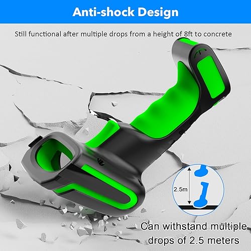 Miniatura 7 de Symcode Escáner de código de barras de pantalla 2D inalámbrico con soporte de carga, 2 en 1 inalámbrico 433 MHz y Bluetooth 2600 mAh 1D 2D escáner