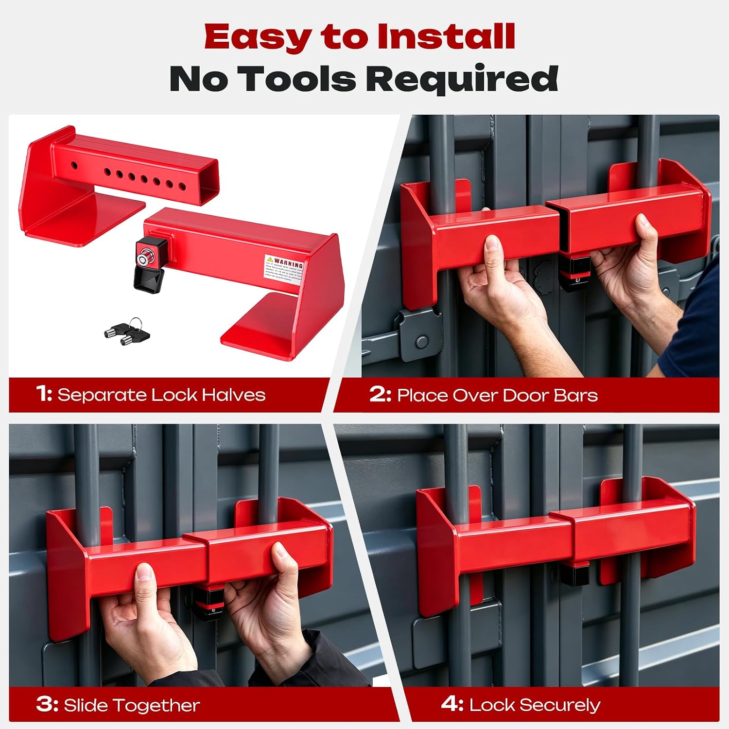 Shipping Container Lock, Heavy Duty Cargo Door Lock, Shipping Container Accessories with Powder Coated Steel, Adjustable Semi Trailer Lock with Mechanical Keys