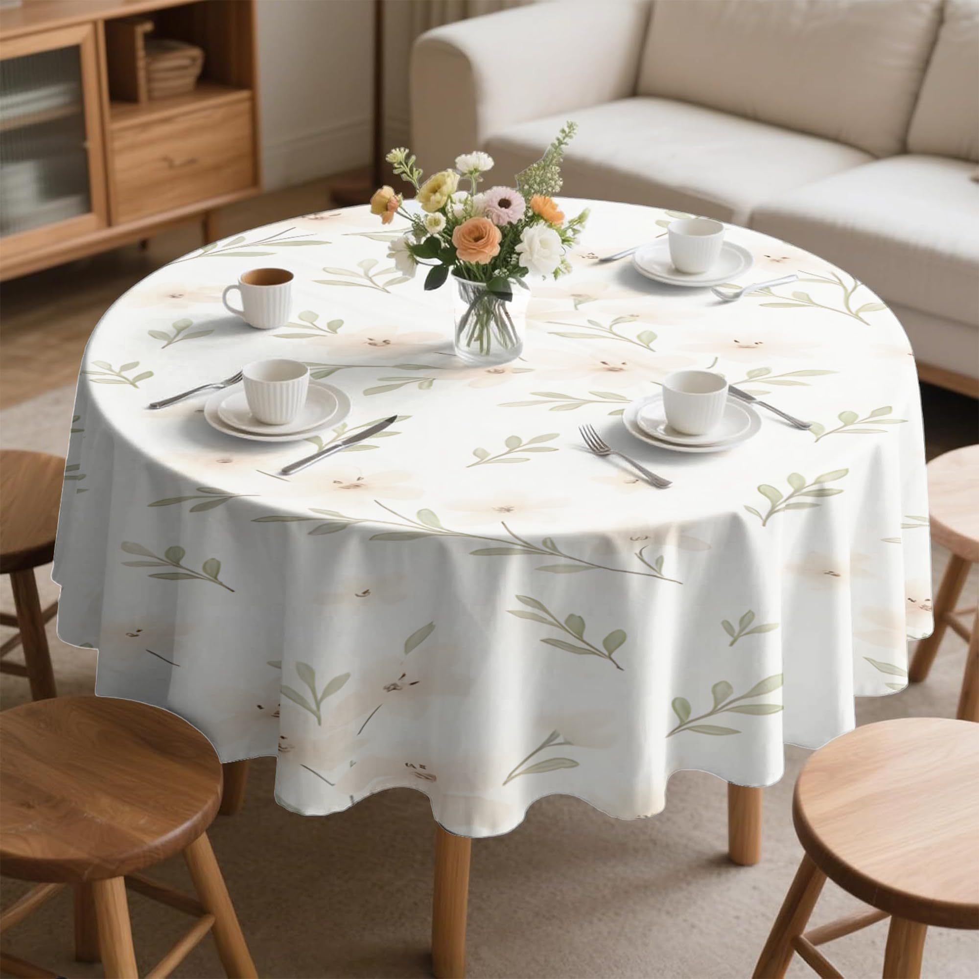 Nappe ronde imperméable et anti-tache lavable de 180cm pour repas sans stress