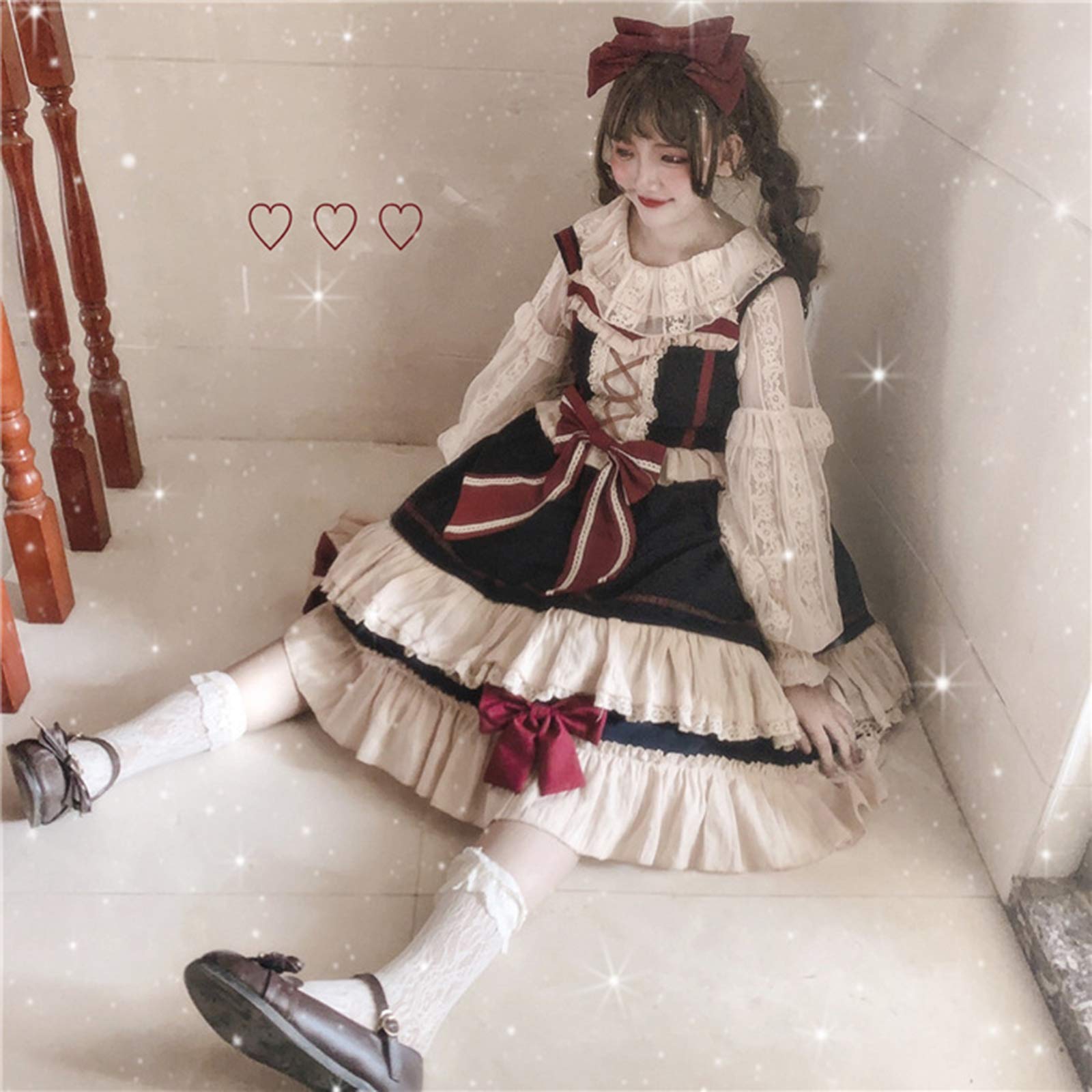 Amazon | ガーターJSKロリータハイウエストドレス白雪姫日常服ゴスロリ 