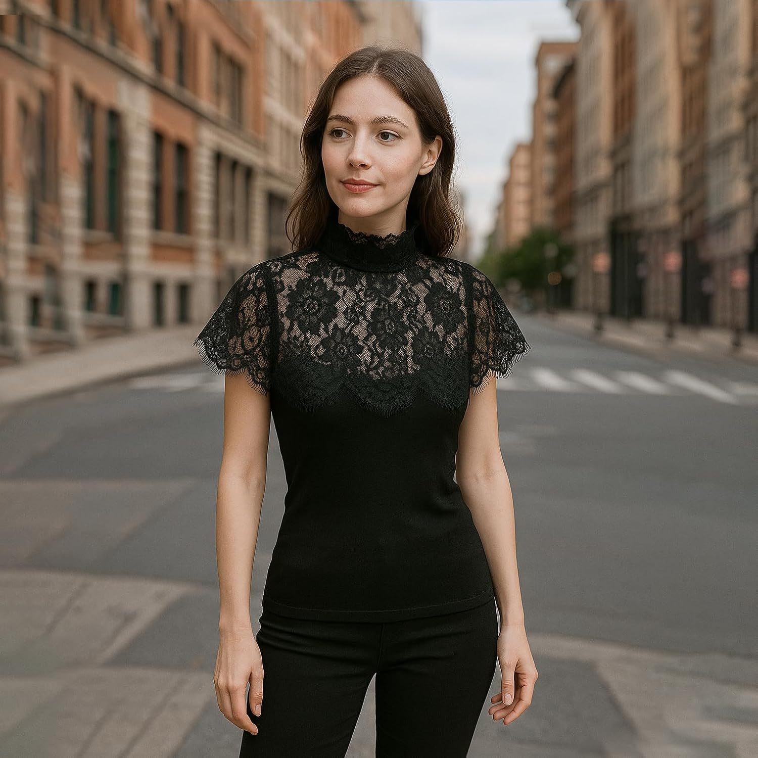 2 Pcs Black & White Lace Choker Tie Collar for Women Girl (FOR WOMEN UNDER 55 KG/121 POUNND), Detachable False Half Shirt Neck Cover with Flower Design - Image 4